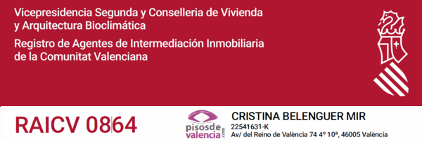 AGENCIA REGISTRADA CON EL Nº 864 EN EL REGISTRO OBLIGATORIO DE AGENTES INMOBILIARIOS DE LA COMUNIDAD VALENCIANA RAICV